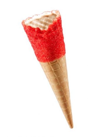 Tall Red Sherbet Fizz Waffle Cone